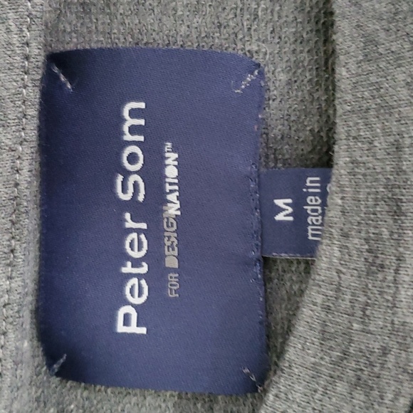 PETER SOM FOR DESIGN NATION GRAY FLORAL JEWELED MEDIUM SHORT SLEEVE TOP - Picture 5 of 6